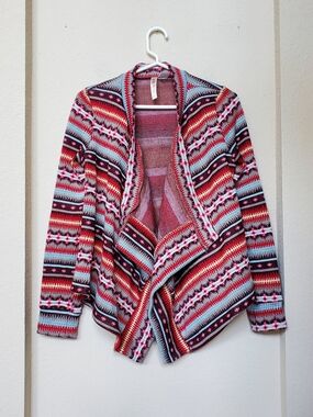 Alice Moon Aztec Tribal Patterned Open-Front Cardigan.  Size Small